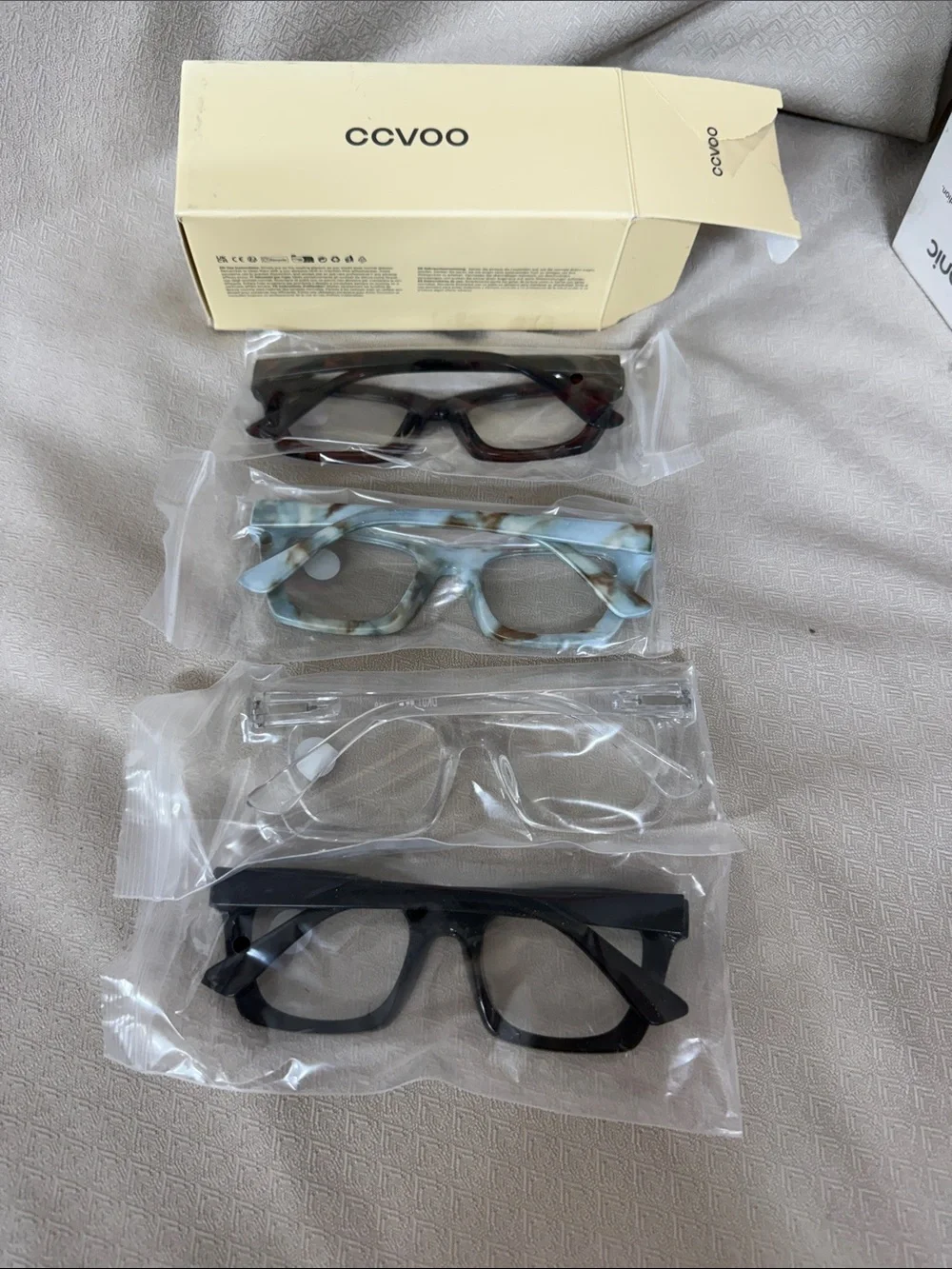Clear, Tortoiseshell, Blue Marble & Black Reading Glasses - +1.0 Strength